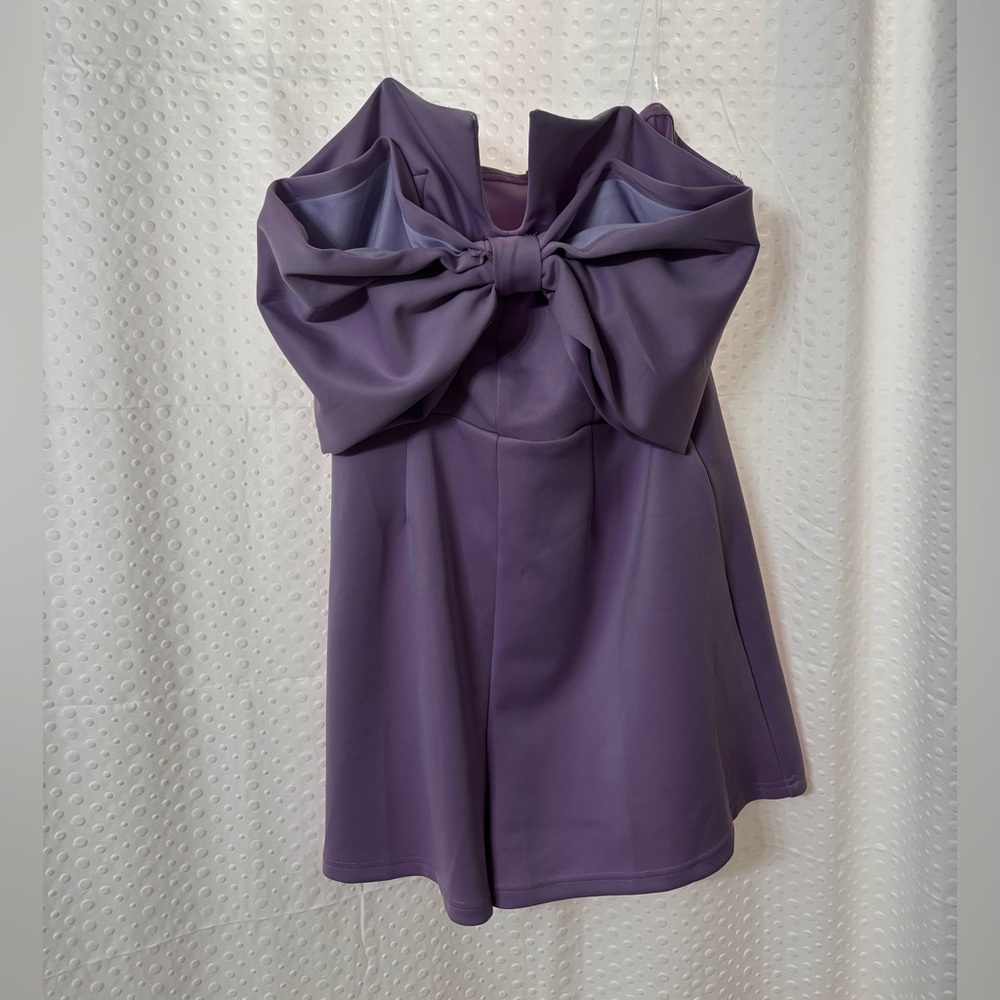 SHEIN Purple Strapless Dress with Bow
